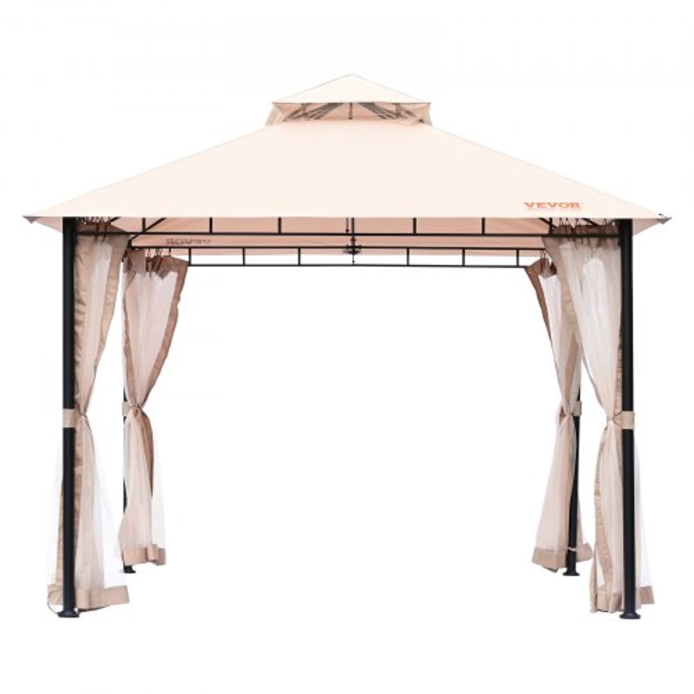 Premium Outdoor Patio Gazebo With Mosquito Netting Steel Frame 9
