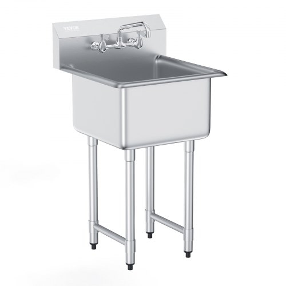 Heavy Duty Stainless Steel Prep Commercial Utility Sink With Faucet Legs 0