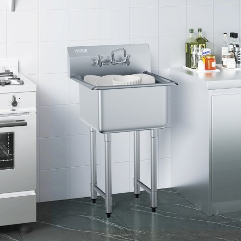 Heavy Duty Stainless Steel Prep Commercial Utility Sink With Faucet Legs 6