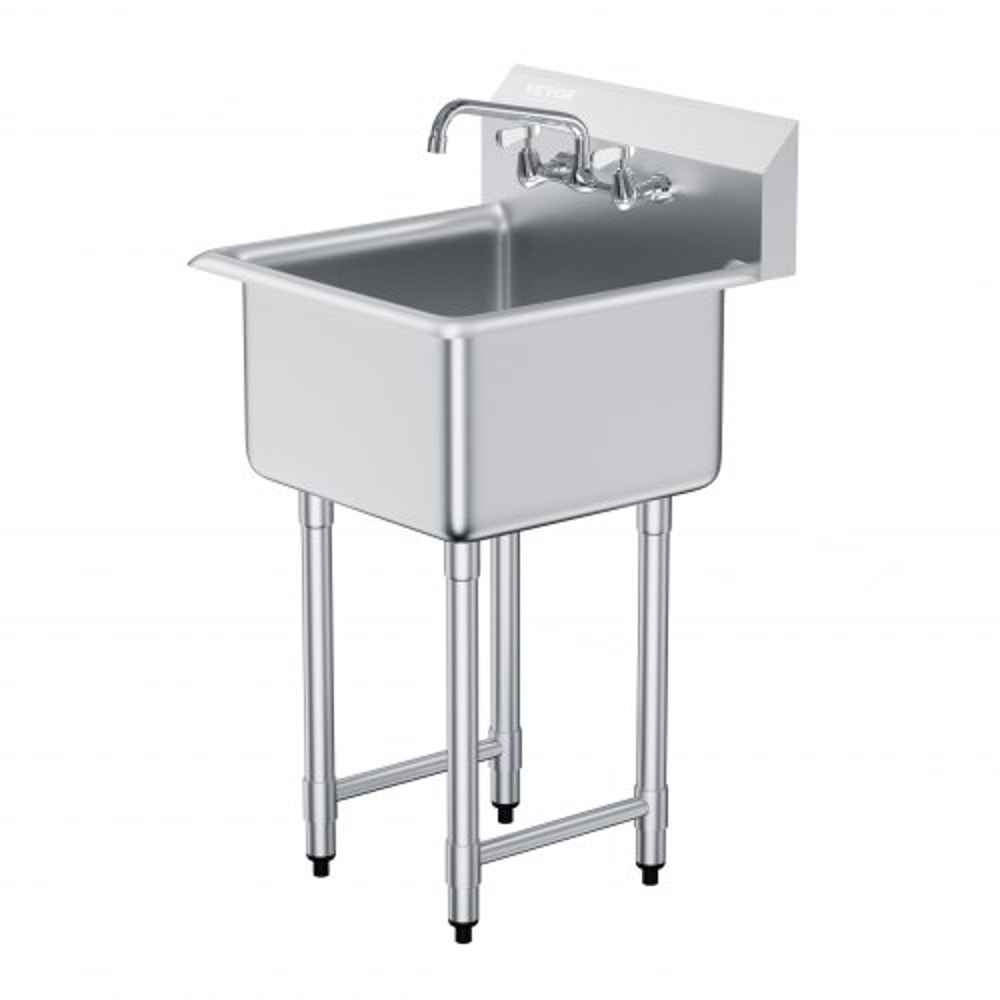 Heavy Duty Stainless Steel Prep Commercial Utility Sink With Faucet Legs 7