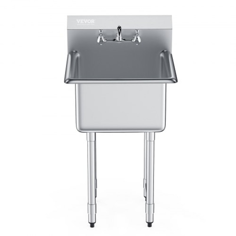 Heavy Duty Stainless Steel Prep Commercial Utility Sink With Faucet Legs 8