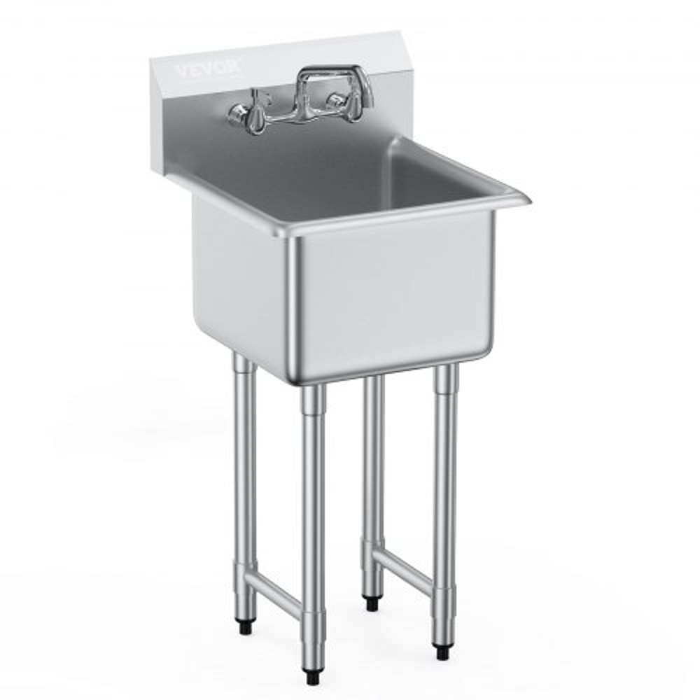 Heavy Duty Stainless Steel Utility Sink With Faucet Legs Commercial Prep Sink 0