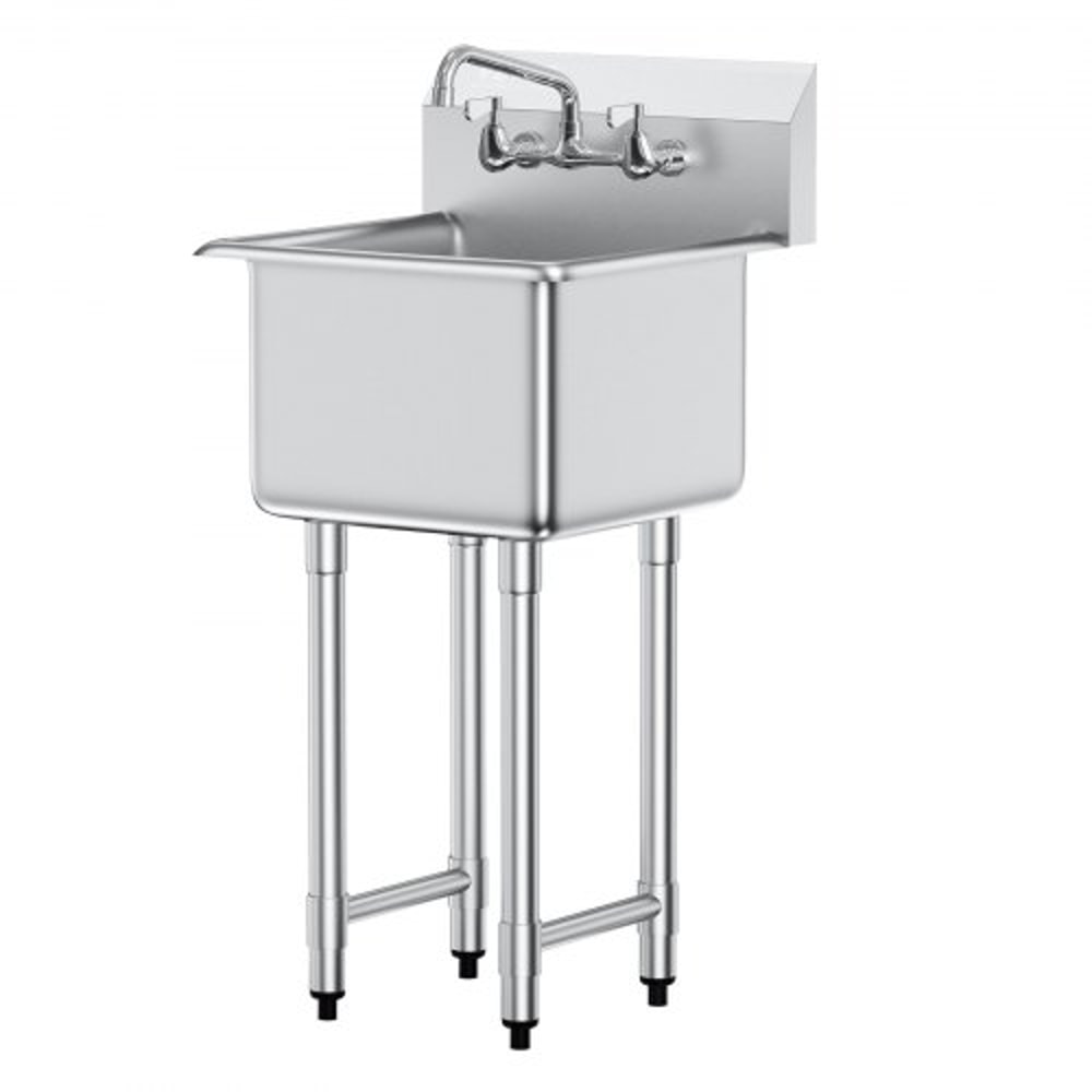 Heavy Duty Stainless Steel Utility Sink With Faucet Legs Commercial Prep Sink 7