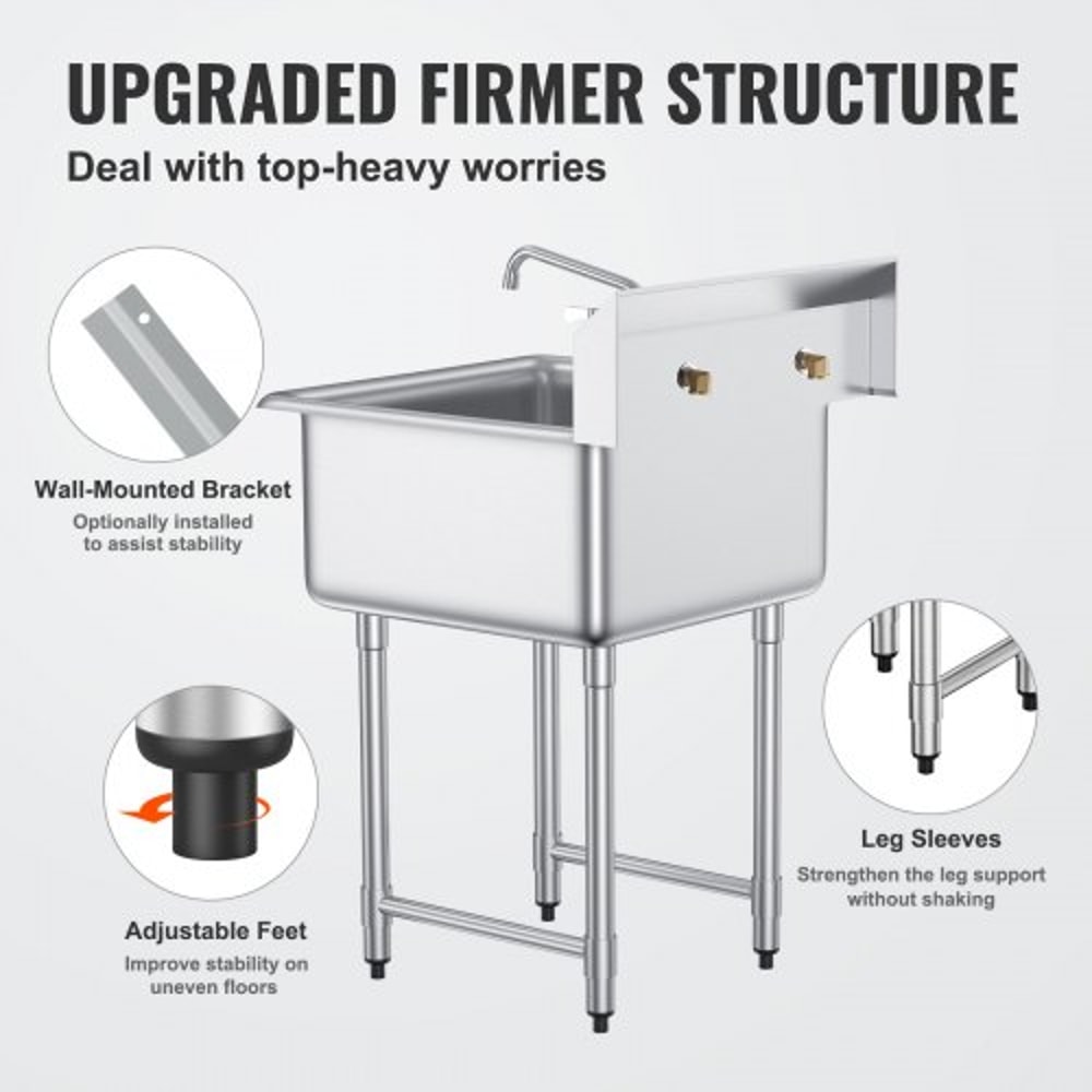Stainless Steel Prep And Utility Sink Commercial Stainless Steel Prep Utility Sink With Faucet Le 4