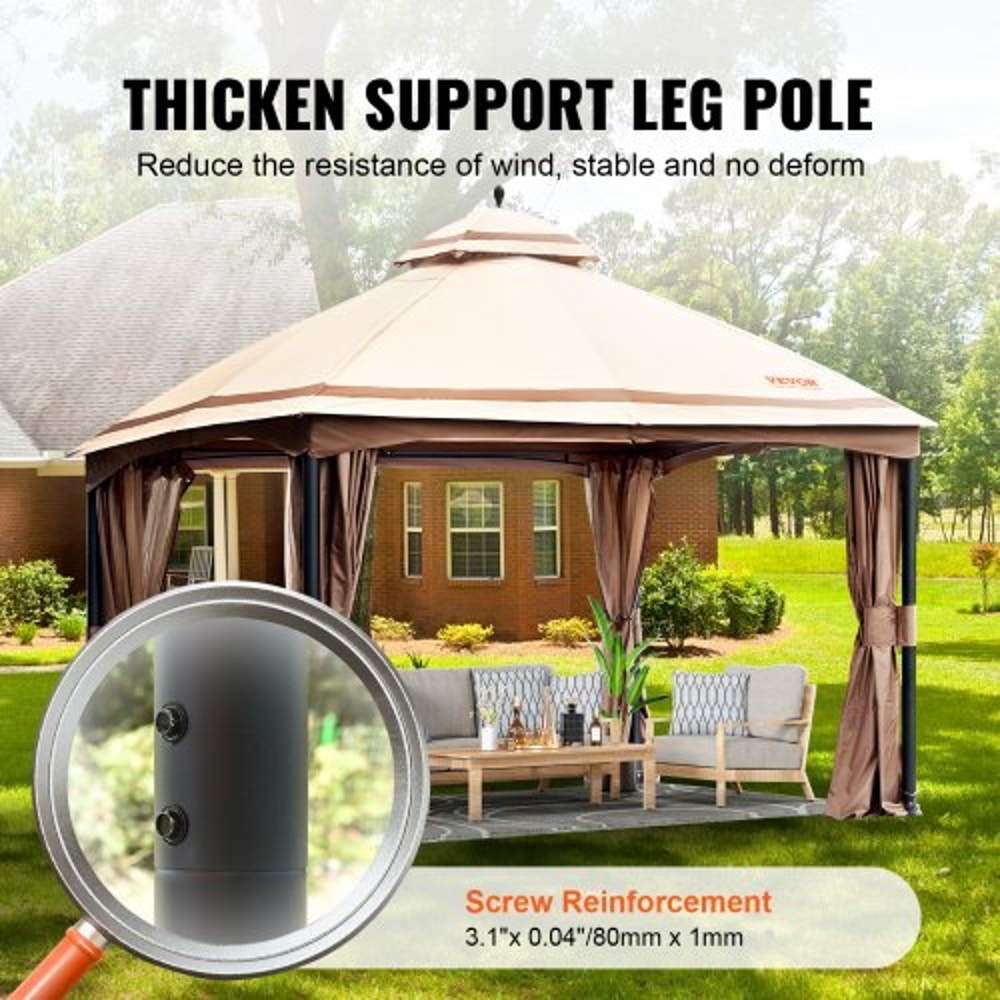 Spacious Outdoor Patio Gazebo Canopy Shelter With Mosquito Netting 2
