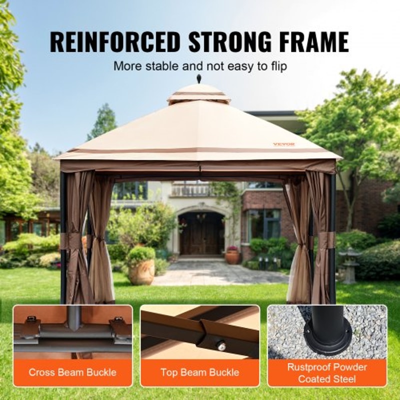 Spacious Outdoor Patio Gazebo Canopy Shelter With Mosquito Netting 3
