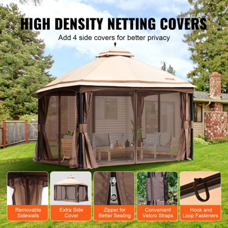 Spacious Outdoor Patio Gazebo Canopy Shelter With Mosquito Netting 4