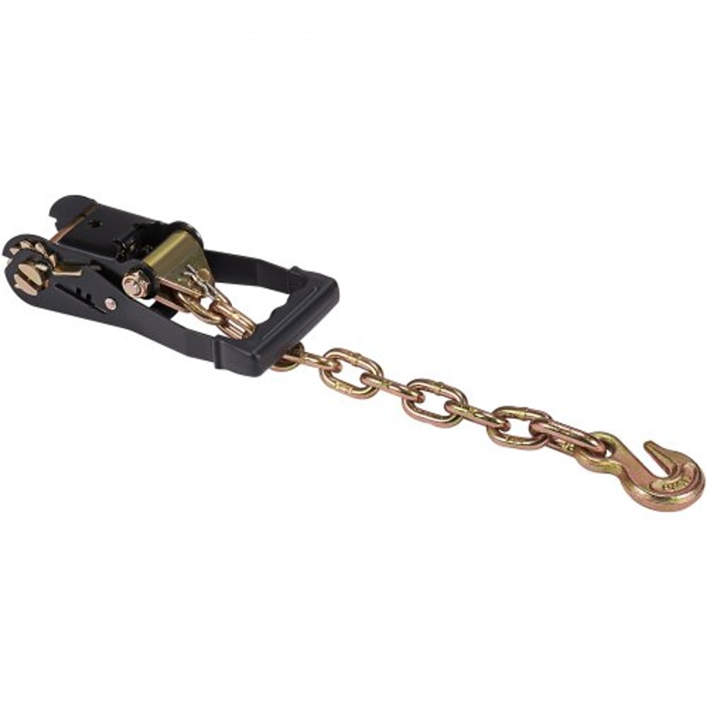 Heavy Duty Vehicle Tie Down Straps 4 Pack with Chain Anchors & Ratchets