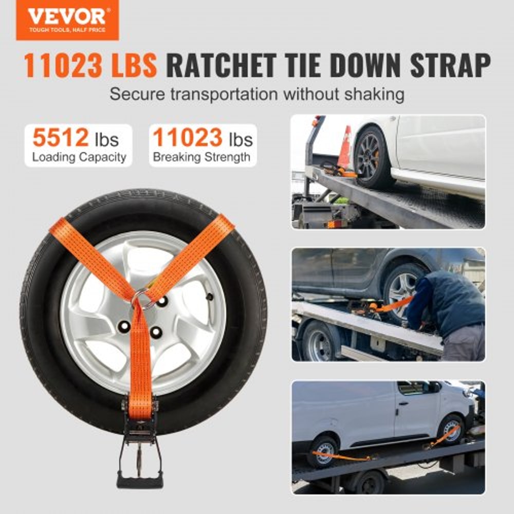 Heavy Duty Ratchet Tie Down Straps Kit 5512lb Load