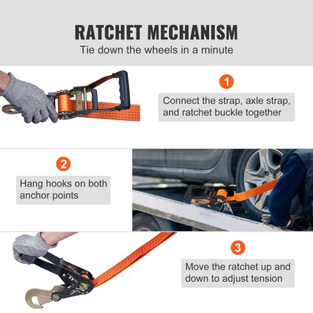 Heavy Duty Ratchet Tie Down Straps Kit 5512lb Load