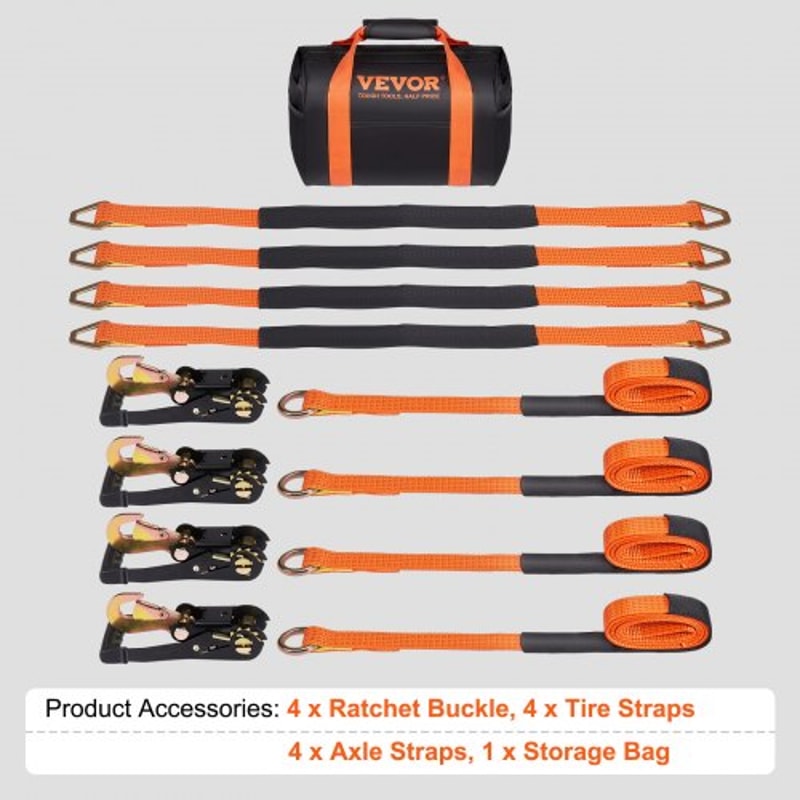 Heavy Duty Ratchet Tie Down Straps Kit 5512lb Load
