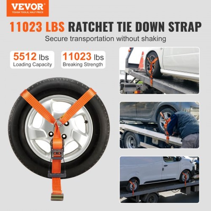 Heavy Duty Vehicle Tie Down Straps With Flat Hooks 1