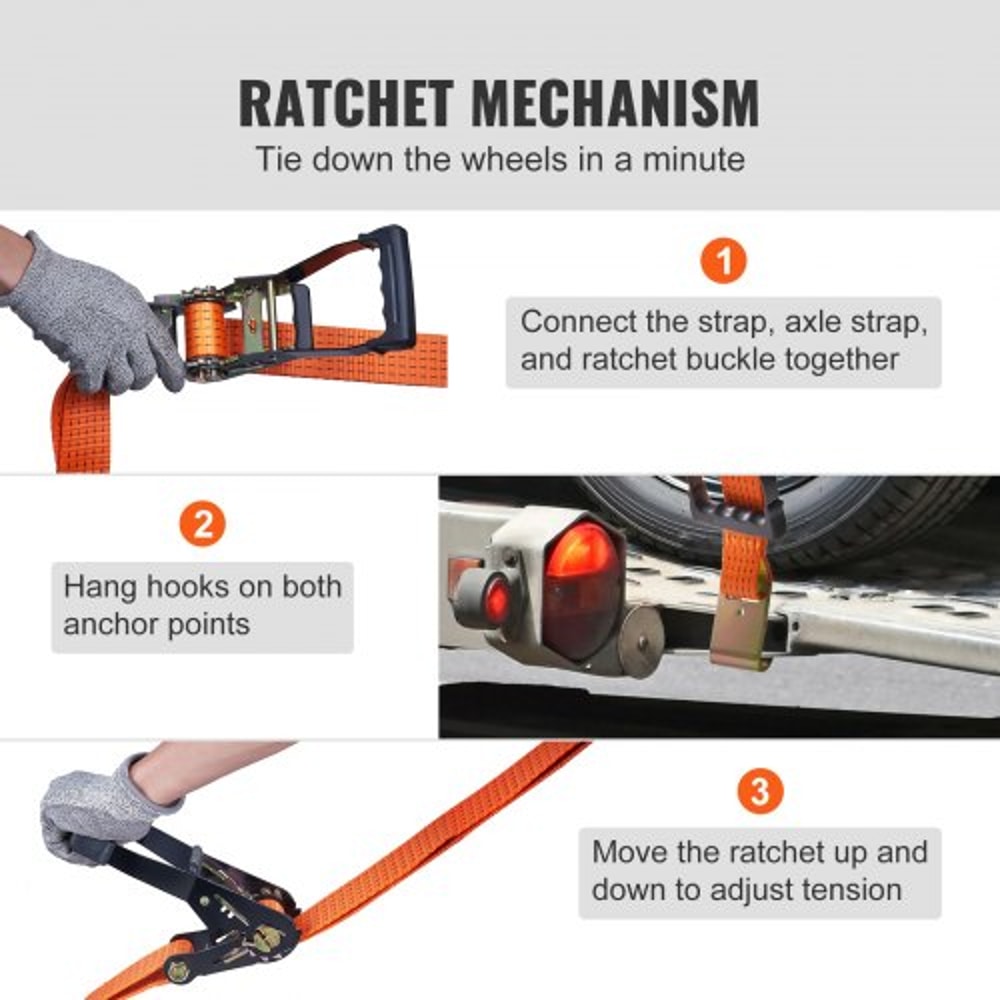 Heavy Duty Vehicle Tie Down Straps With Flat Hooks 4