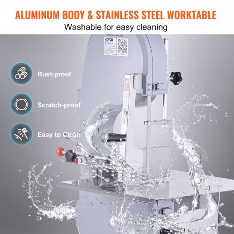 1500W Commercial Meat Bandsaw Heavy Duty Stainless Steel Bone Saw 4