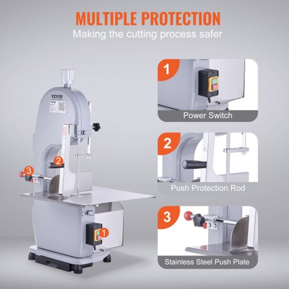 1500W Commercial Meat Bandsaw Heavy Duty Stainless Steel Bone Saw 5