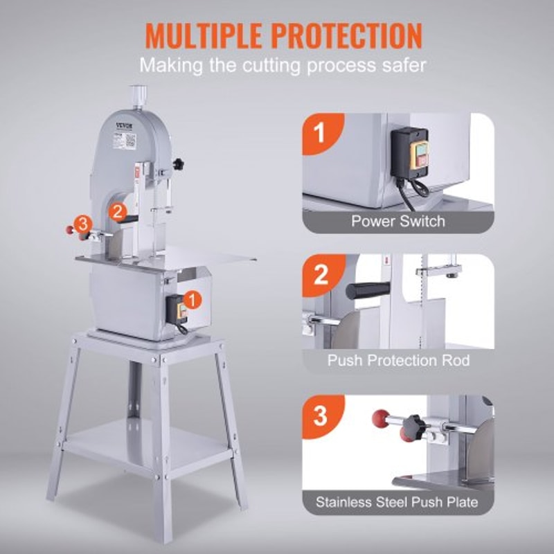 1500W Commercial Electric Meat Bandsaw Stainless Steel Bone Saw Machine 5