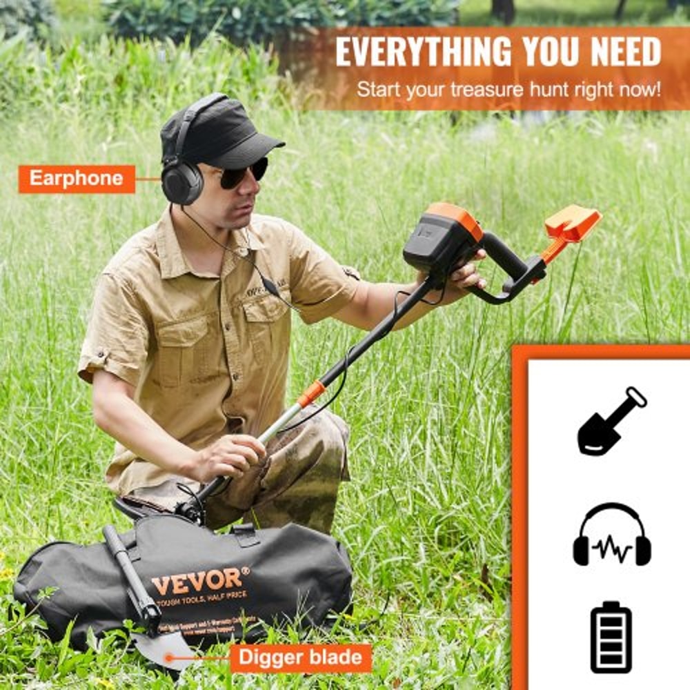 Portable Metal Detector For Adults Kids Waterproof Coil Adjustable Stem Treasure Gold Detector 5