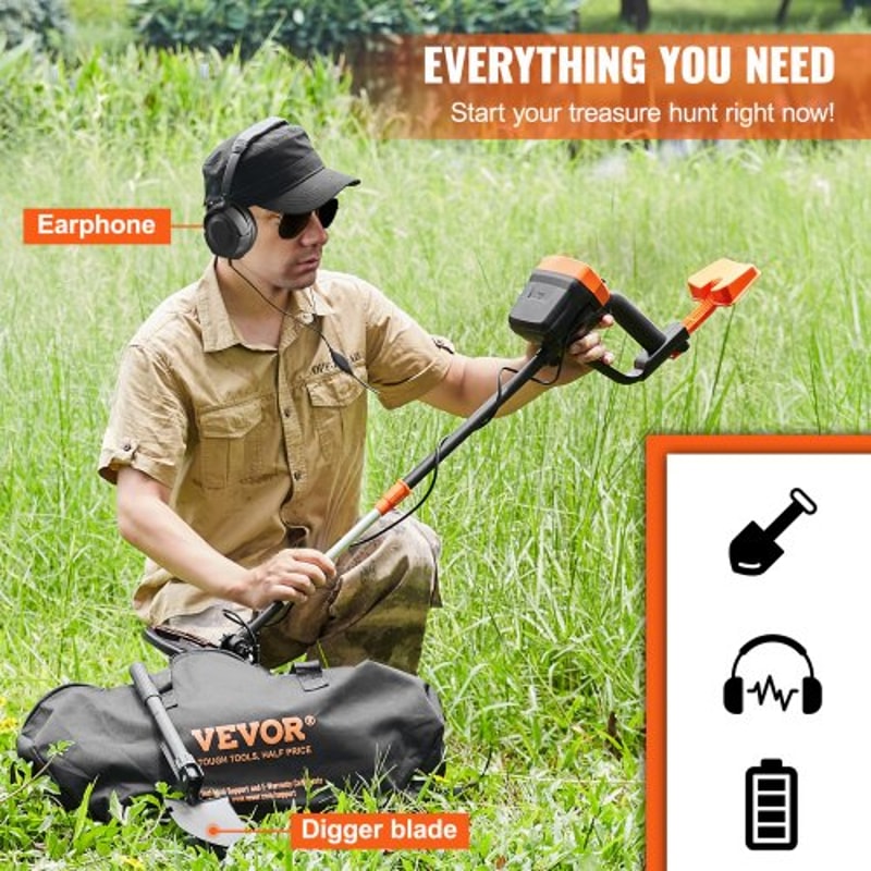 Portable Metal Detector For Adults Kids Waterproof Coil Adjustable Stem Treasure Gold Detector 5