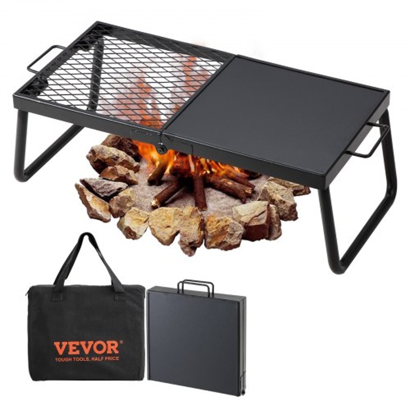 Heavy Duty Portable Campfire Grill With Foldable Steel Mesh Rack 0