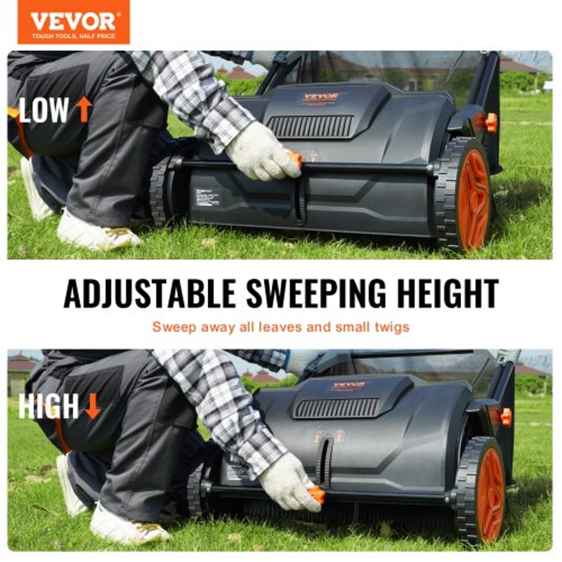 Premium Push Lawn Sweeper Leaf Collector With Large Hopper 1