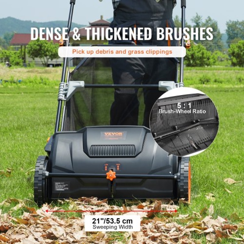 Premium Push Lawn Sweeper Leaf Collector With Large Hopper 2