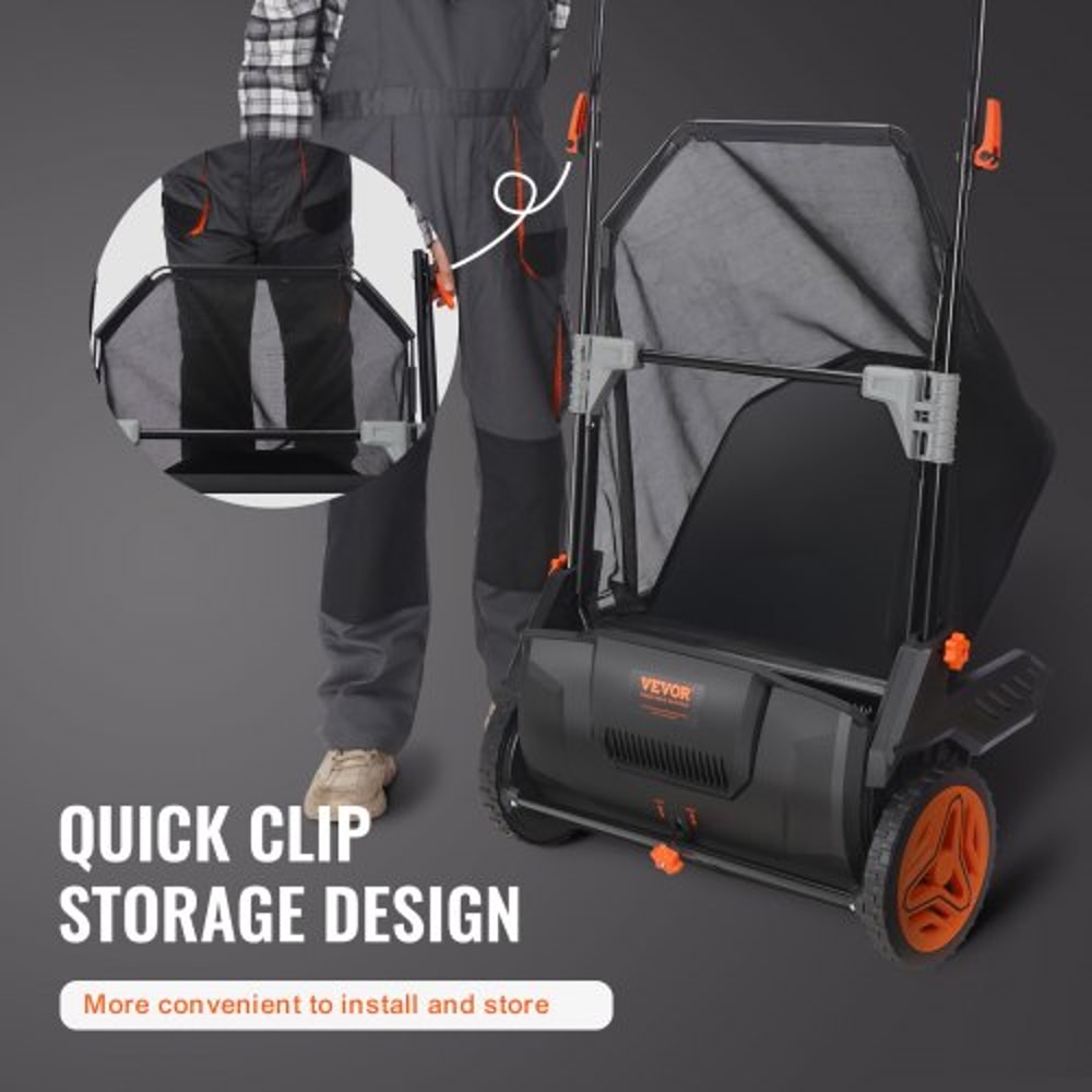 Premium Push Lawn Sweeper Leaf Collector With Large Hopper 4