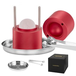 whiskey ice ball maker press slow melting sphere kit with tongs & drip tray