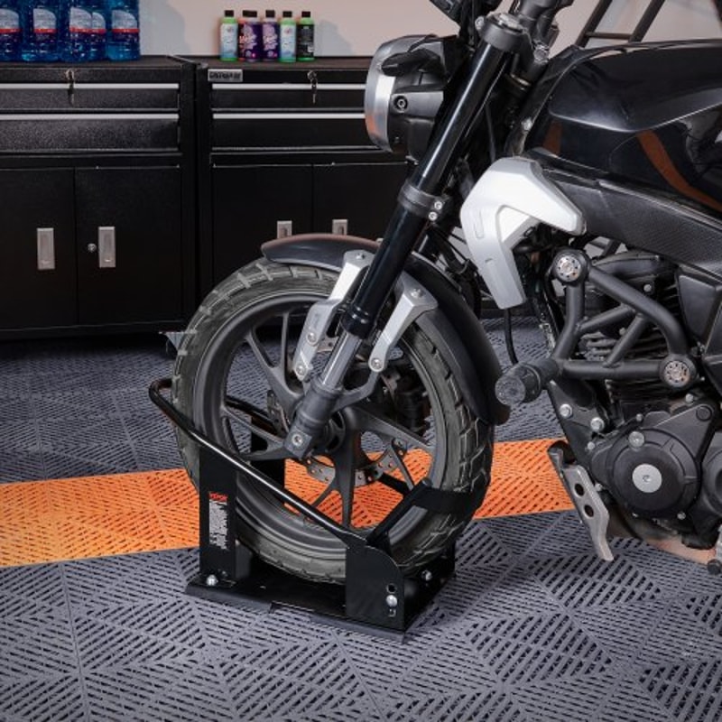 Heavy Duty Motorcycle Wheel Chock Front Stand With Adjustable Cradle 6