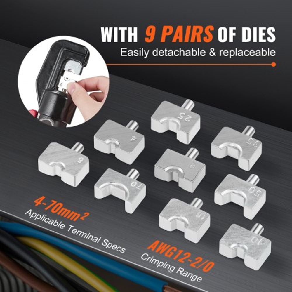 Heavy Duty Hydraulic Cable Crimper Tool With Dies Accessories 2