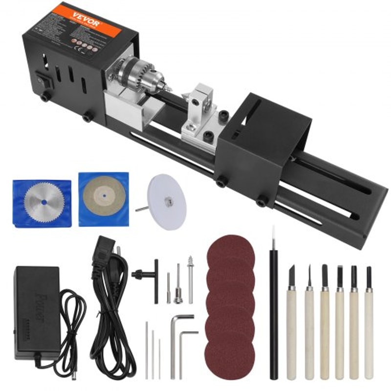 Portable 7 Speed Mini Wood Lathe Machine With Accessories Precision DIY Woodworking Tool 0