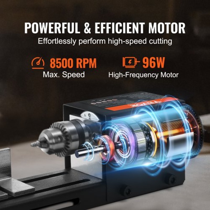 Portable 7 Speed Mini Wood Lathe Machine With Accessories Precision DIY Woodworking Tool 4