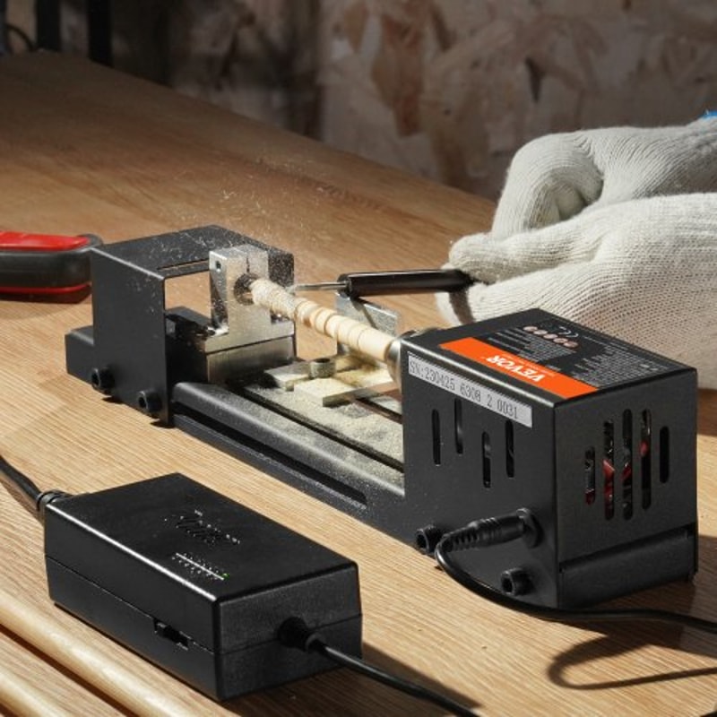 Portable 7 Speed Mini Wood Lathe Machine With Accessories Precision DIY Woodworking Tool 6