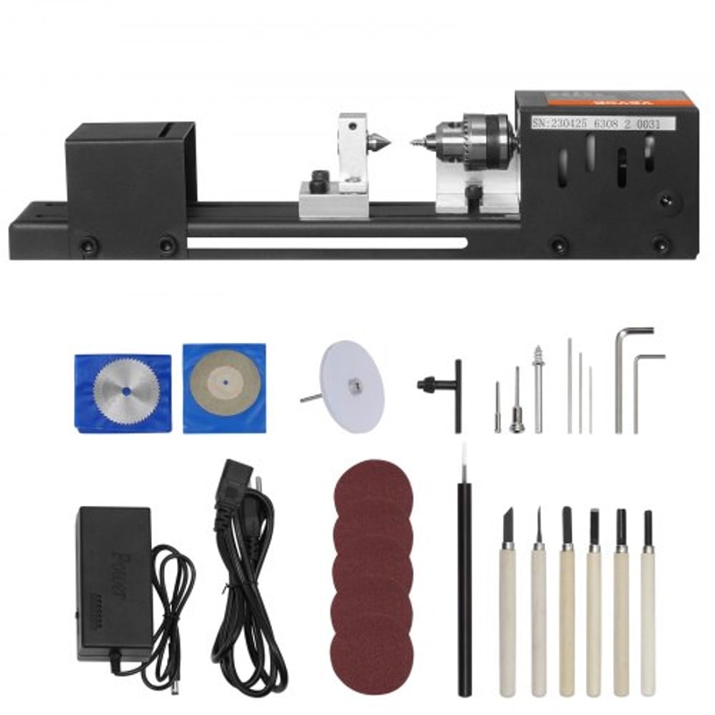Portable 7 Speed Mini Wood Lathe Machine With Accessories Precision DIY Woodworking Tool 7