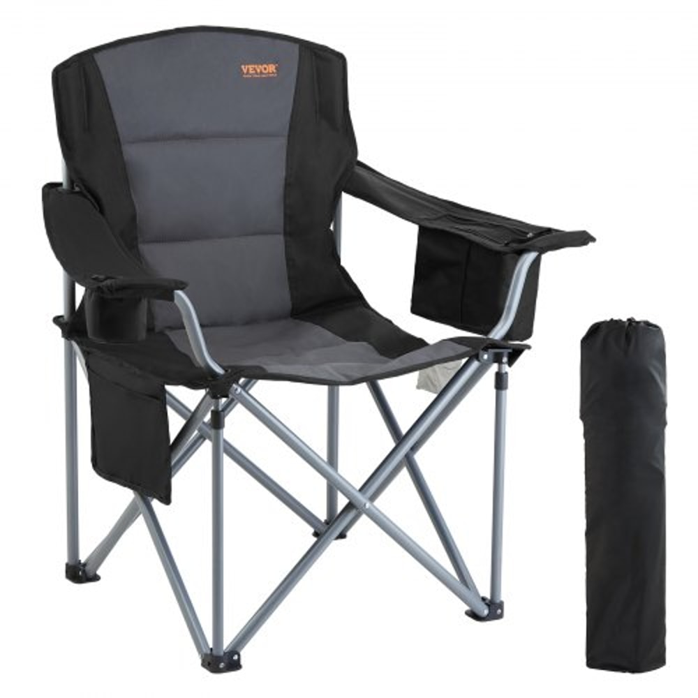 Heavy Duty Portable Folding Camping Chair With Cooler Bag Cup Holder 0