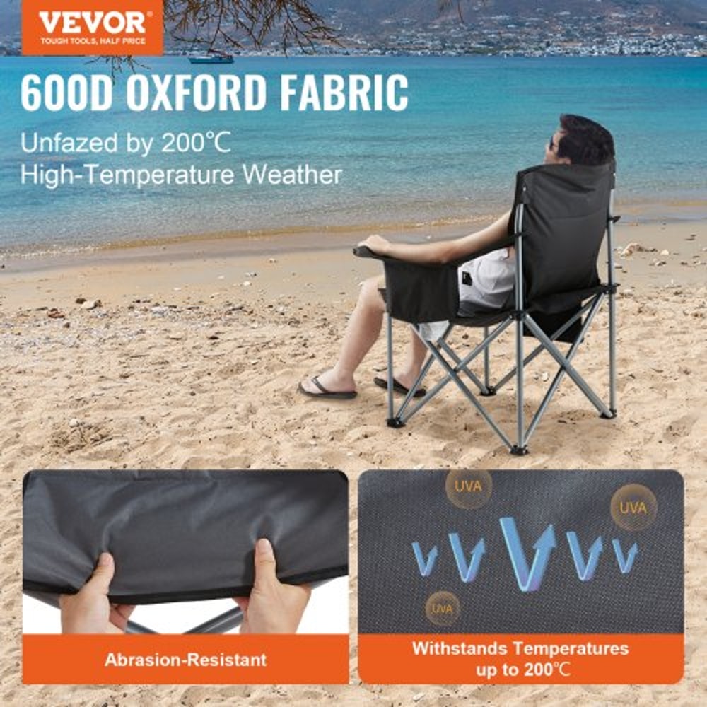 Heavy Duty Portable Folding Camping Chair With Cooler Bag Cup Holder 1