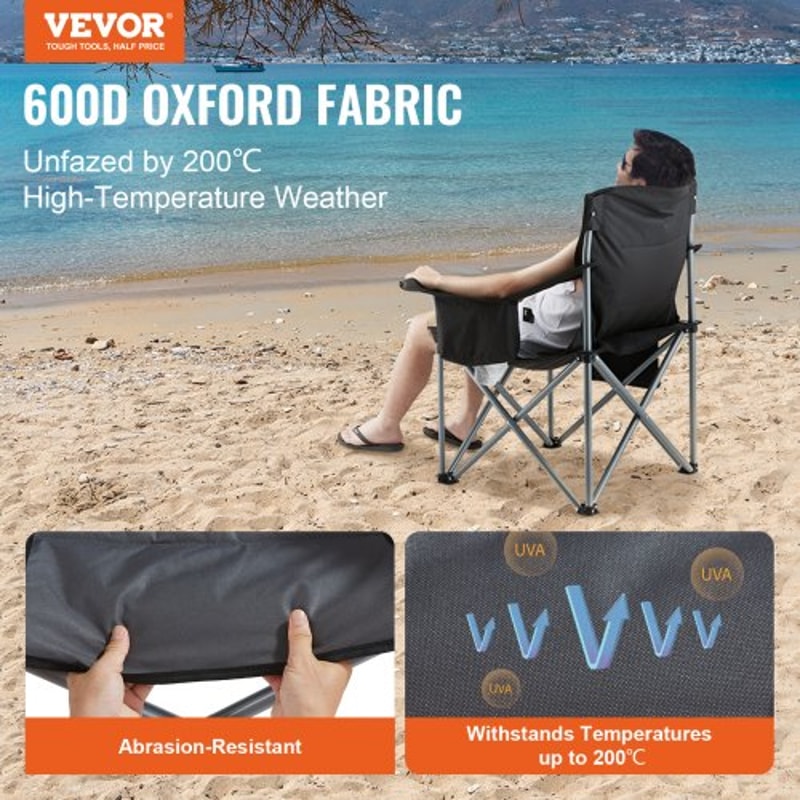 Heavy Duty Portable Folding Camping Chair With Cooler Bag Cup Holder 1