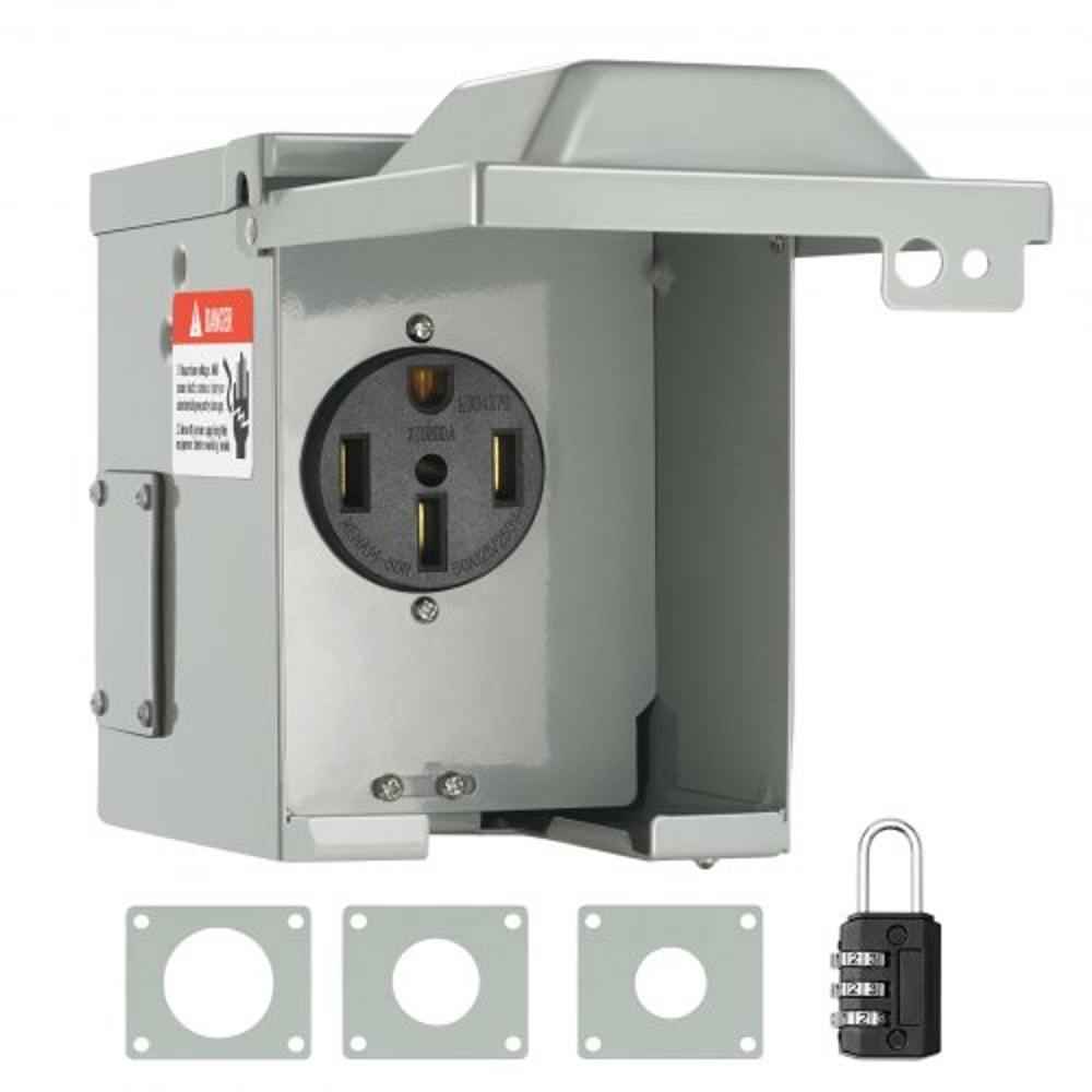 Outdoor Lockable 50 Amp RV Power Outlet Box With NEMA Receptacle Weatherproof Electrical Panel For 0