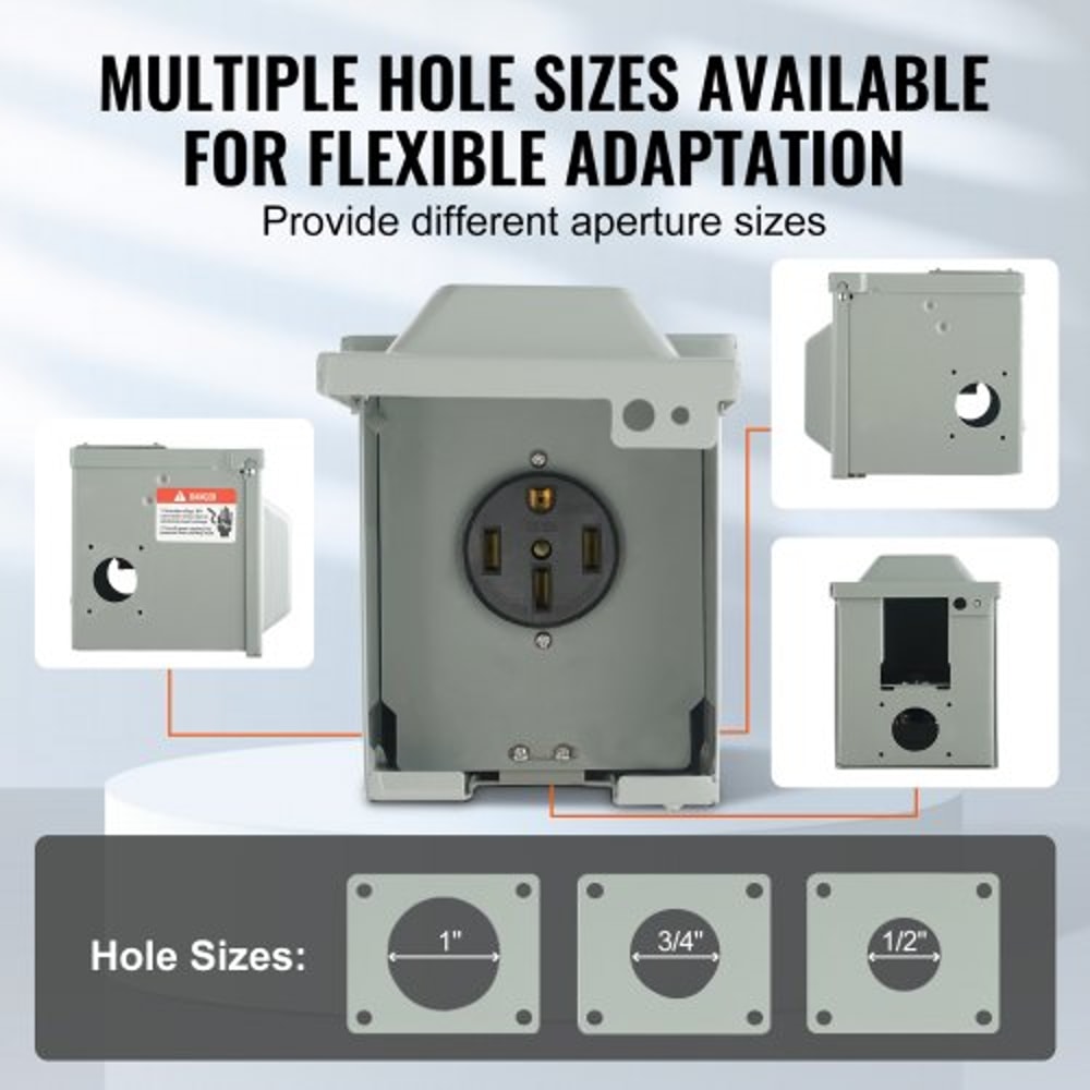 Outdoor Lockable 50 Amp RV Power Outlet Box With NEMA Receptacle Weatherproof Electrical Panel For 3