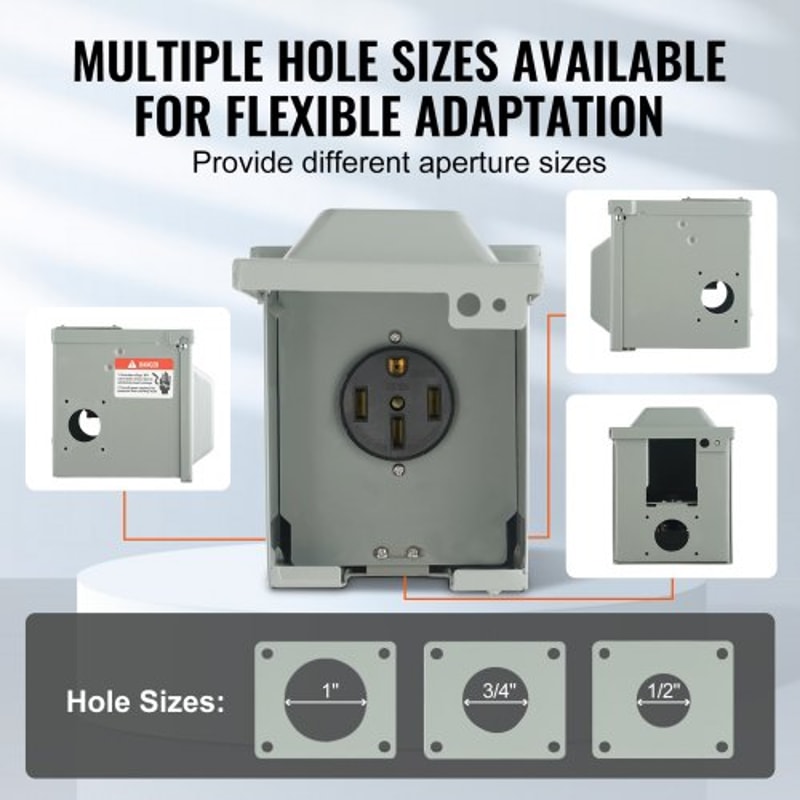 Outdoor Lockable 50 Amp RV Power Outlet Box With NEMA Receptacle Weatherproof Electrical Panel For 3