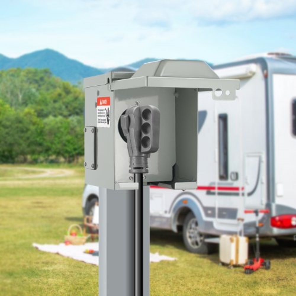 Outdoor Lockable 50 Amp RV Power Outlet Box With NEMA Receptacle Weatherproof Electrical Panel For 6