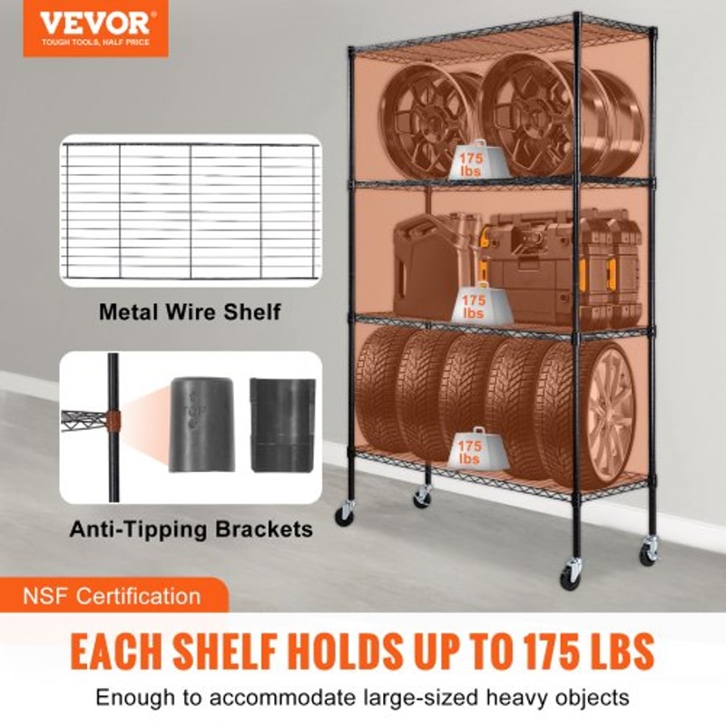 Heavy Duty Adjustable Garage Home Storage Shelving Unit With Wheels 1