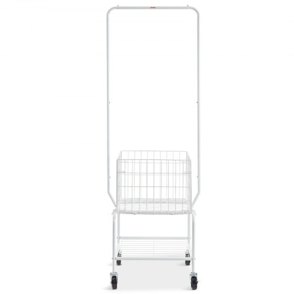 Metal Rolling Laundry Cart With Adjustable Garment Rack Wheels Heavy Duty Laundry Organizer 8