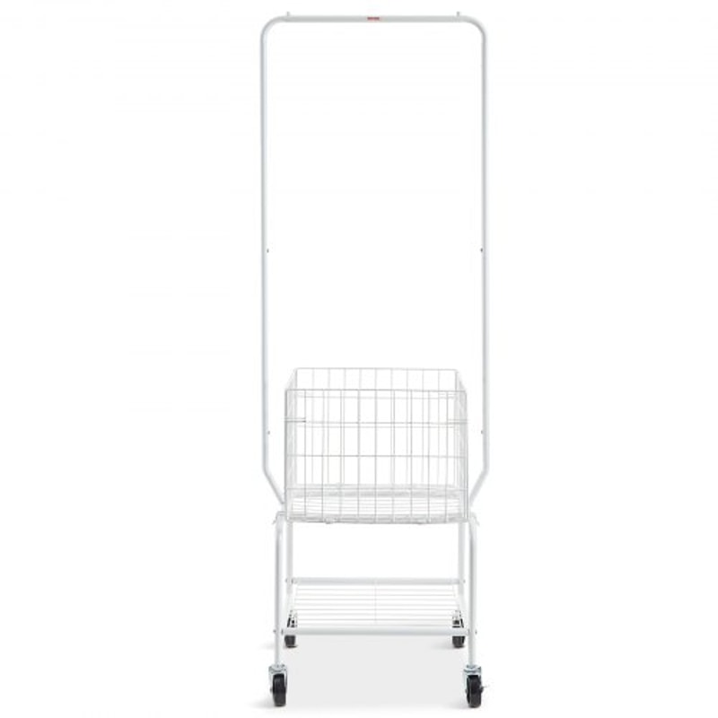 Metal Rolling Laundry Cart With Adjustable Garment Rack Wheels Heavy Duty Laundry Organizer 8