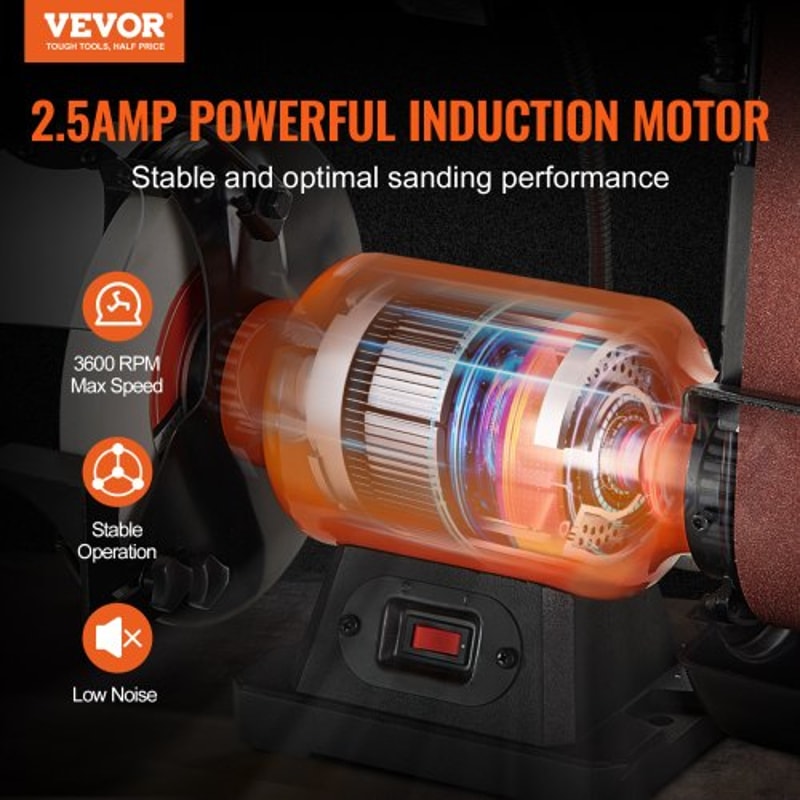 Heavy Duty Bench Grinder Belt Sander Combo With 25A Motor For Precision Grinding Sharpening 1