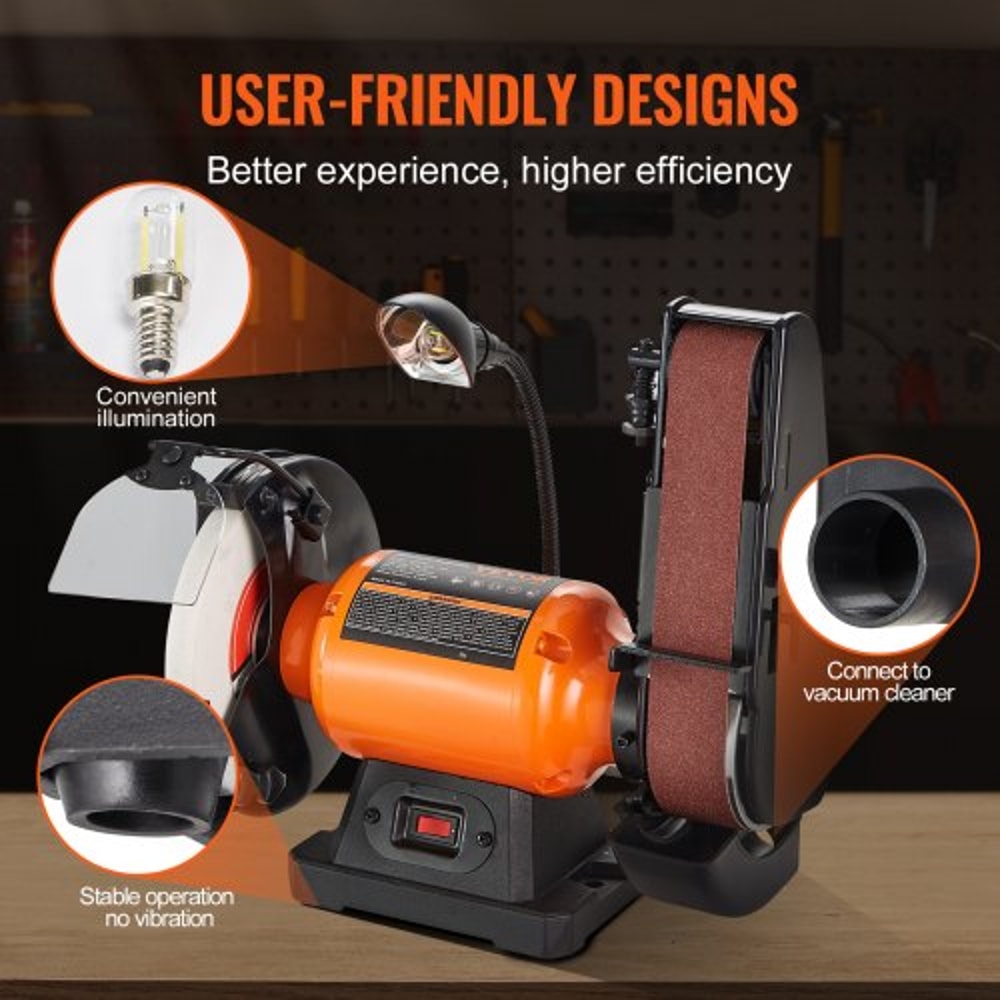 Heavy Duty Bench Grinder Belt Sander Combo With 25A Motor For Precision Grinding Sharpening 4