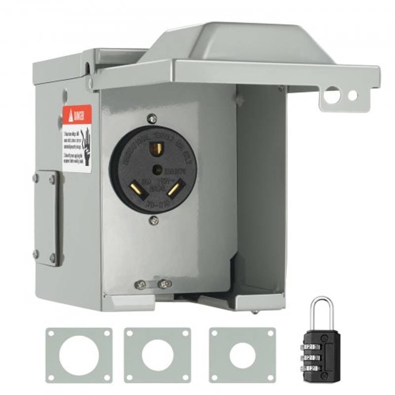 Lockable 30 Amp RV Power Outlet Box NEMA TT 30R Outdoor Electrical Panel 0