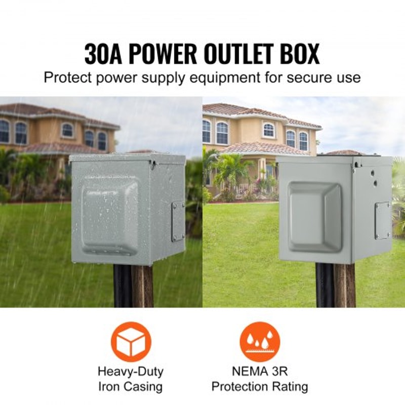 Lockable 30 Amp RV Power Outlet Box NEMA TT 30R Outdoor Electrical Panel 1