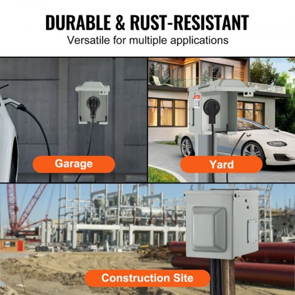 Lockable 30 Amp RV Power Outlet Box NEMA TT 30R Outdoor Electrical Panel 4