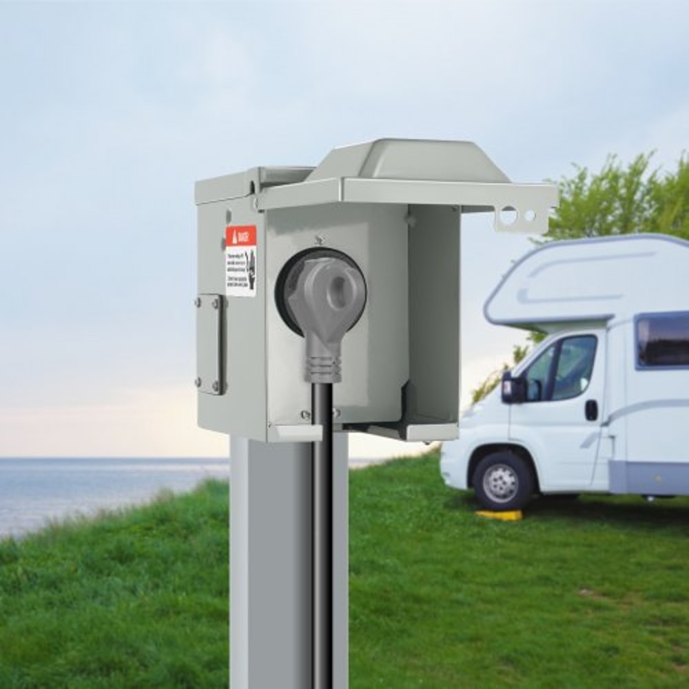 Lockable 30 Amp RV Power Outlet Box NEMA TT 30R Outdoor Electrical Panel 6