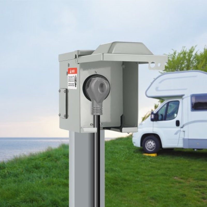 Lockable 30 Amp RV Power Outlet Box NEMA TT 30R Outdoor Electrical Panel 6